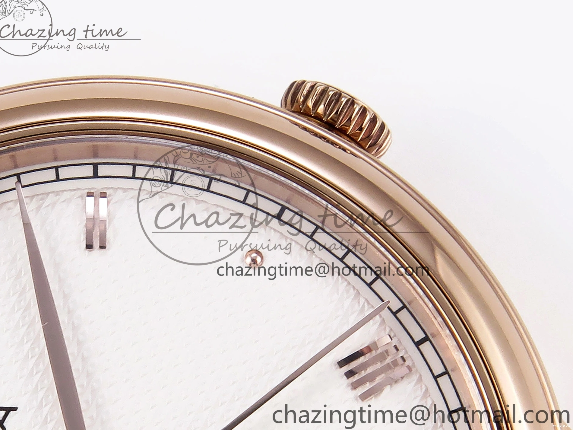 0219 Modern De Ville Date RG MKF 1:1 Best Edition White Textured Dial Roman Marker on Brown Leather Strap A 7752